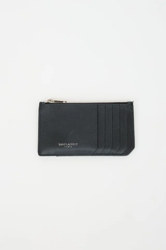 Saint Laurent Grain De Poudre Leather Card Holder in Leather from VSP Consignment