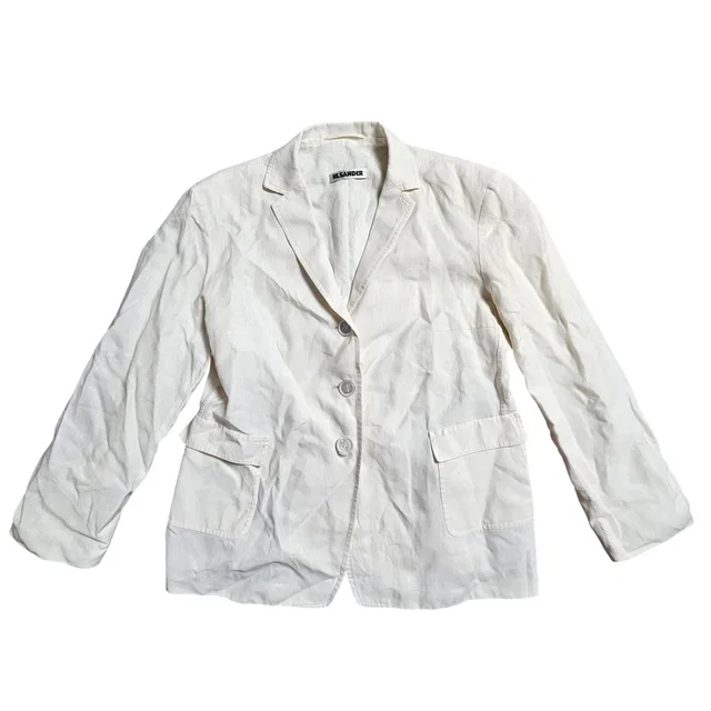 Jil Sander Linen 3-Button Blazer Jacket Off White Womens 40 Office Corpcore in White from Poshmark