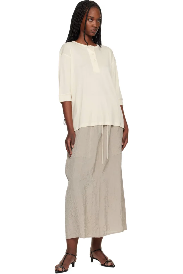 Studio Nicholson Beige Lorem Jersey Henley, photo 4 of 4 from SSENSE