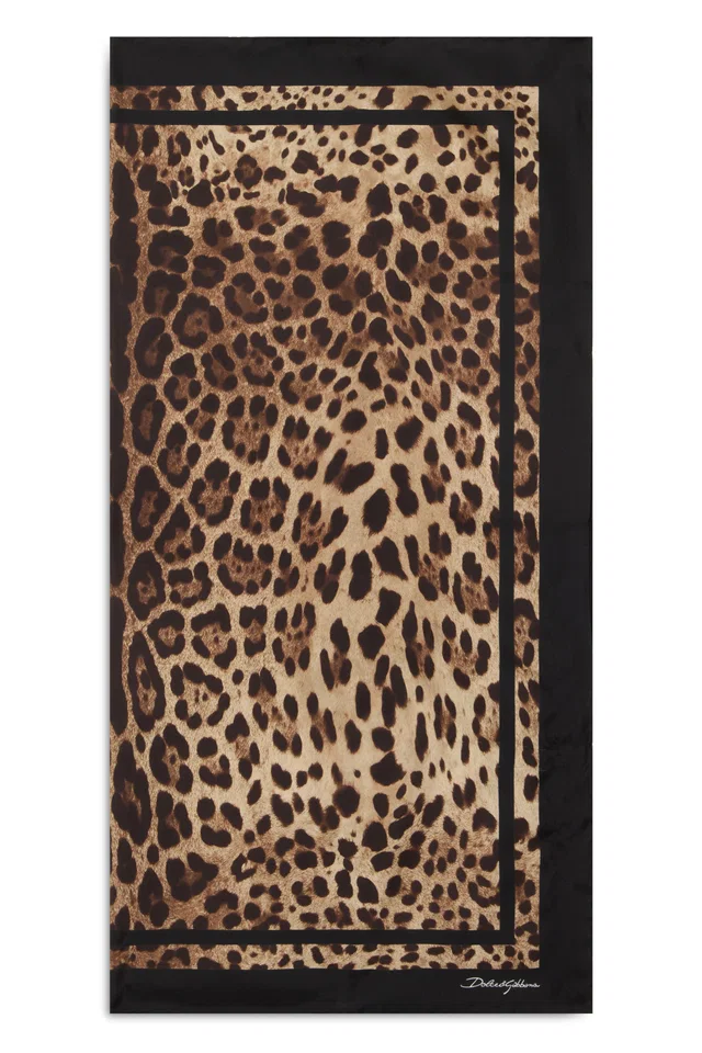 Dolce & Gabbana Leopard-Patterned Silk Scarf — Brown Scarfs in Brown Silk from HEWI