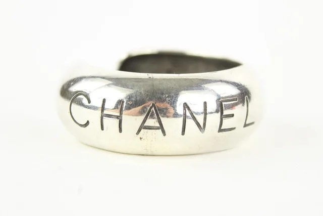 Chanel 96p Paris Silver Tone Bangle Bracelet Cuff in Silver from Bagriculture