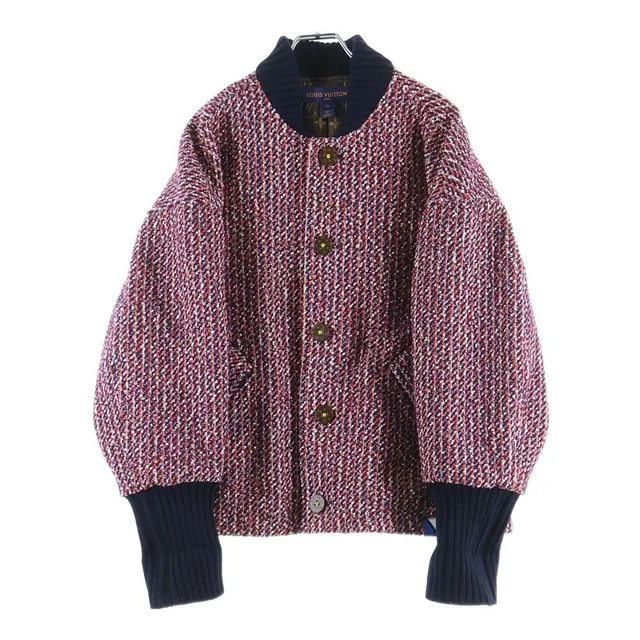 Louis Vuitton Monogram Tricolor Boucle Tweed Jacket Red in Red Tweed from The Reluxe