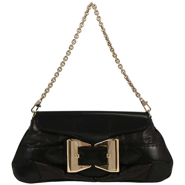 Gucci Black Leather Queen Chain Handbag in Black Leather from AMORE Vintage Tokyo