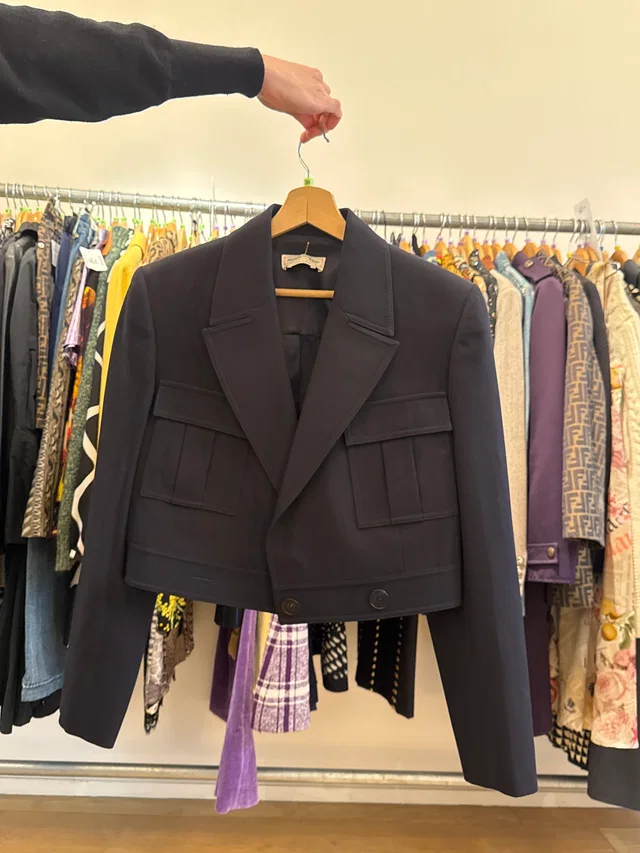 Alexander McQueen Navy Blue Military Jacket in Navy from Luxury Promise