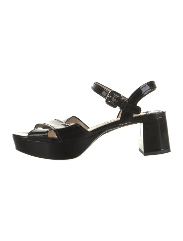 Prada Patent Leather Sandals in black Patent leather from The RealReal