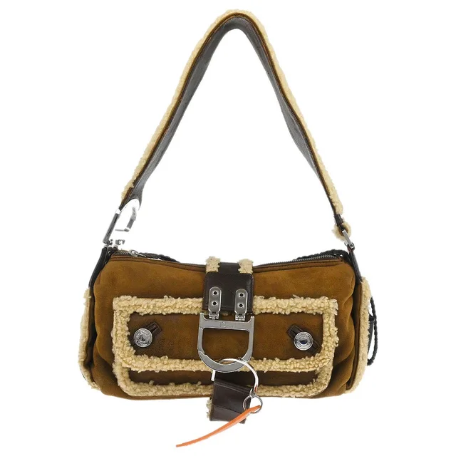 Dior Brown Mouton Flight Handbag in Brown Leather from AMORE Vintage Tokyo
