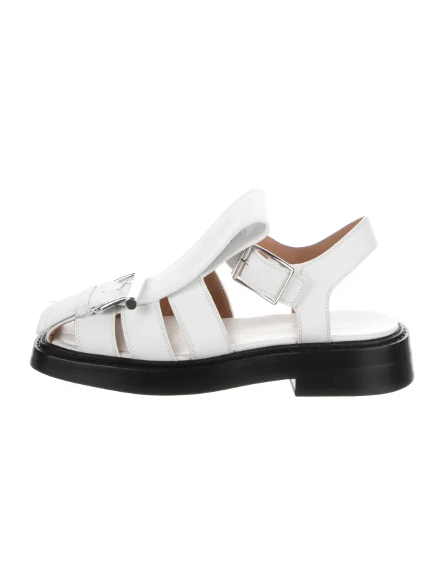 Alexander McQueen Leather Slingback Sandals in white Leather from The RealReal