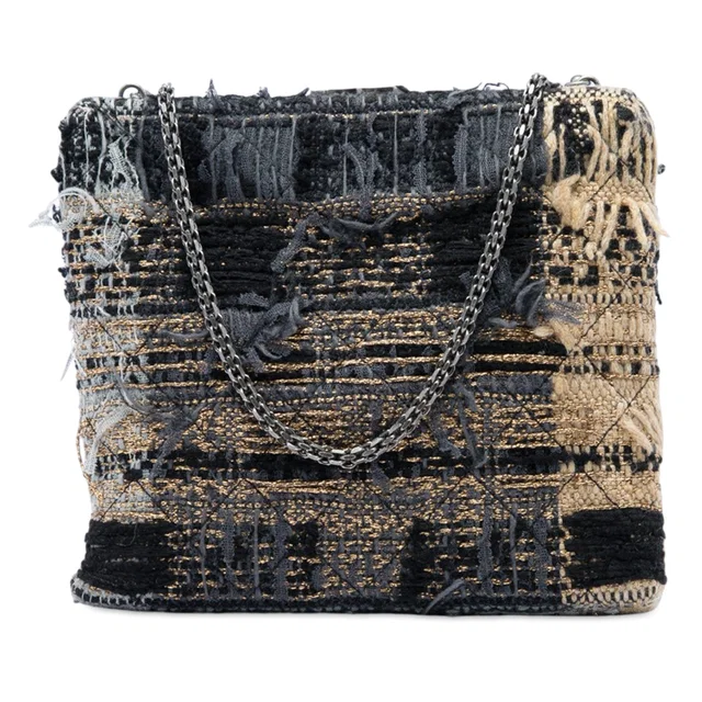 Black Chanel Multicolor Tweed Quadrato Box Crossbody in Black Tweed from Designer Revival