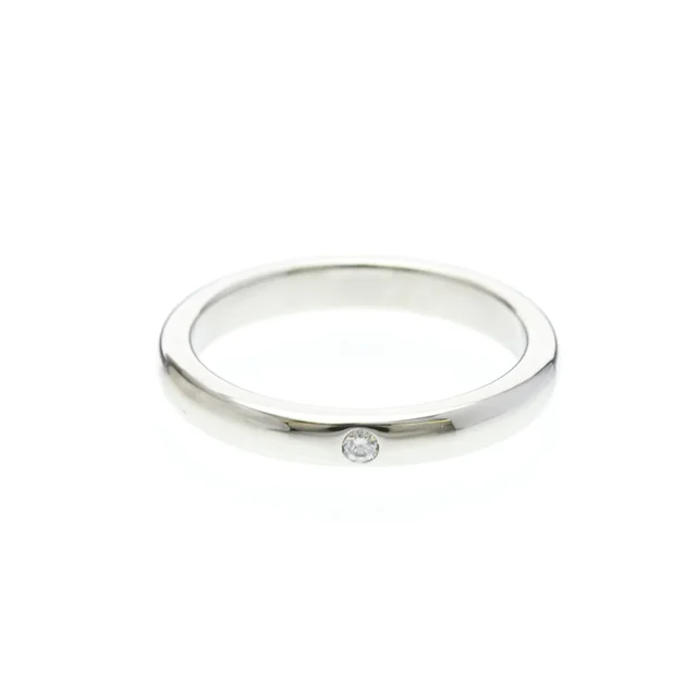 Tiffany & Co. Stacking Band Ring 1P Diamond Platinum Fashion Diamond Band Ring Silver in Silver Platinum from Elady
