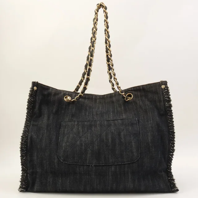 Chanel Circa 2005 Denim Night Flight Chain Tote Bag Indigo from VINTAGE QOO TOKYO, photo 2 of 12