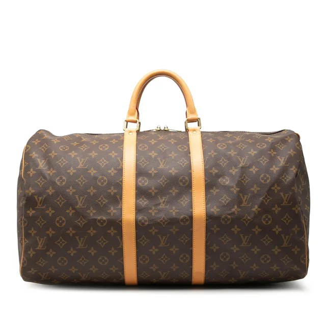 Brown Louis Vuitton Monogram Keepall 55 Travel Bag in Brown Coated canvas from Designer Revival