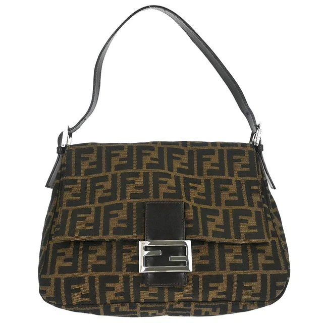 Fendi Brown Canvas Zucca Mamma Baguette Handbag in Brown Canvas from AMORE Vintage Tokyo