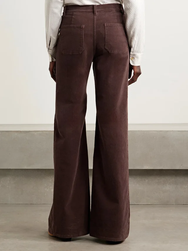 NILI LOTAN Florence cotton-blend corduroy flared pants in brown 93% Cotton 6% Polyester 1% Spandex, photo 4 of 5 from NET-A-PORTER (Canada)