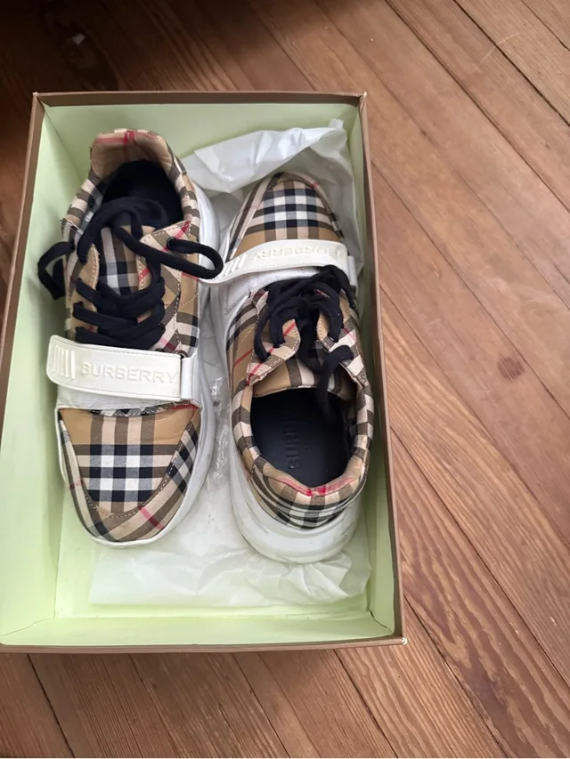 Burberry Kids Tan Black Nova Check Lace & Strap Sneakers in black|brown|neutral from Poshmark