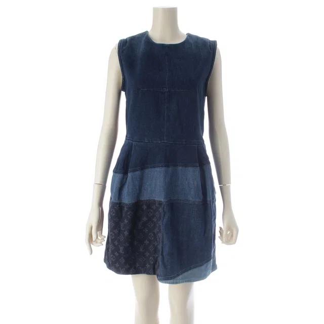 Louis Vuitton Sleeveless Monogram Dress Indigo 38 in Denim from The Reluxe