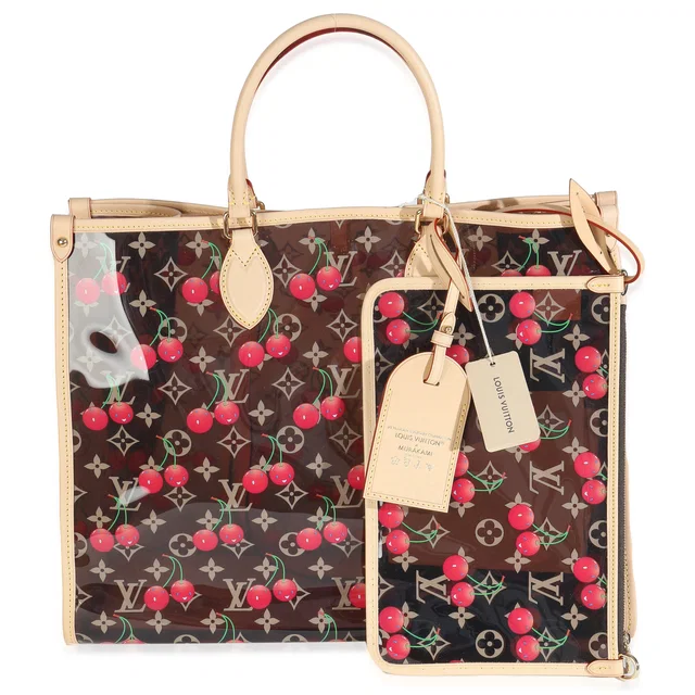 Louis Vuitton X Tm Monogram Cherry Crystal Onthego Gm Brown; Red Leather; Plastic/rubber Handbag in Brown Leather from HEWI