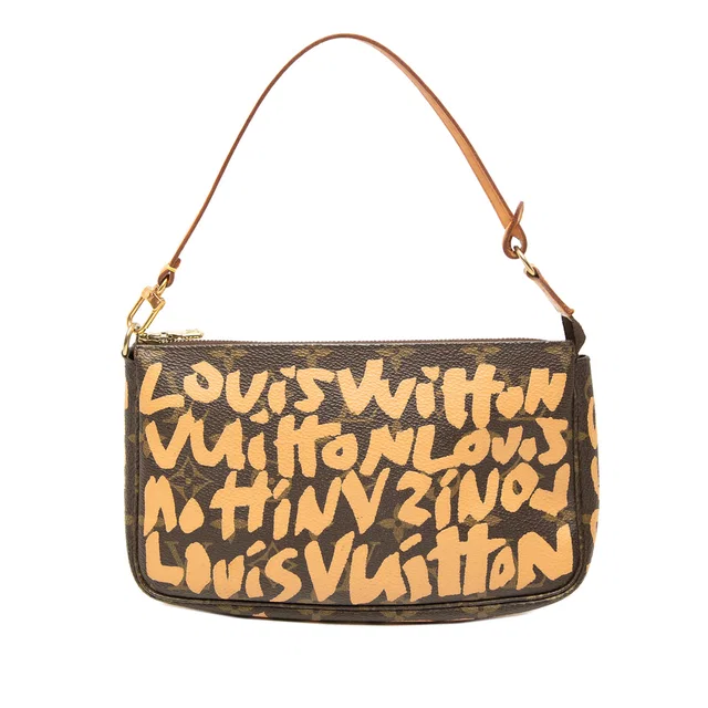 Brown Louis Vuitton Stephen Sprouse Monogram Graffiti Pochette Accessoires Shoulder Bag in Brown Coated canvas from Designer Revival