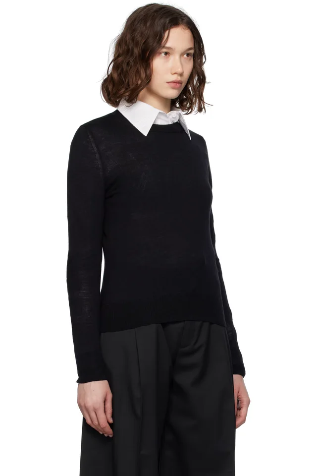 MM6 Maison Margiela Black Elbow Patch Sweater, photo 2 of 4 from SSENSE