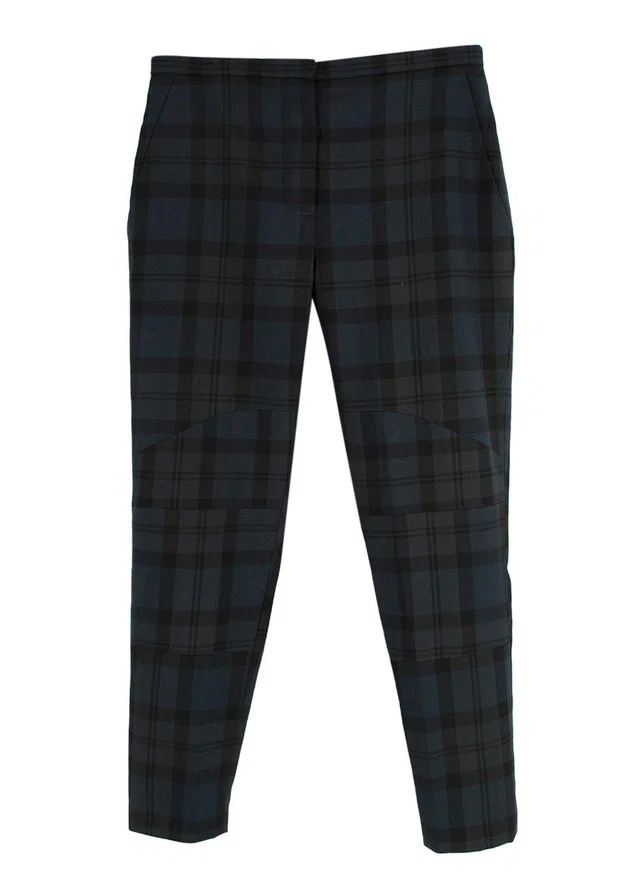 Chloé Dark Green Wool Check Trousers in Green Wool from HEWI