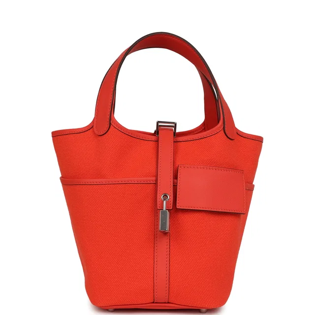 Hermès Picotin Cargo 18 Orange Field Swift and Toile Canvas Palladium Hardware in Orange Swift leather from Madison Avenue Couture