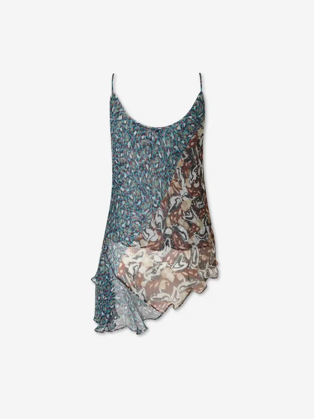 Dries Van Noten Printed silk asymmetric top, photo 2 of 8 from SENSER