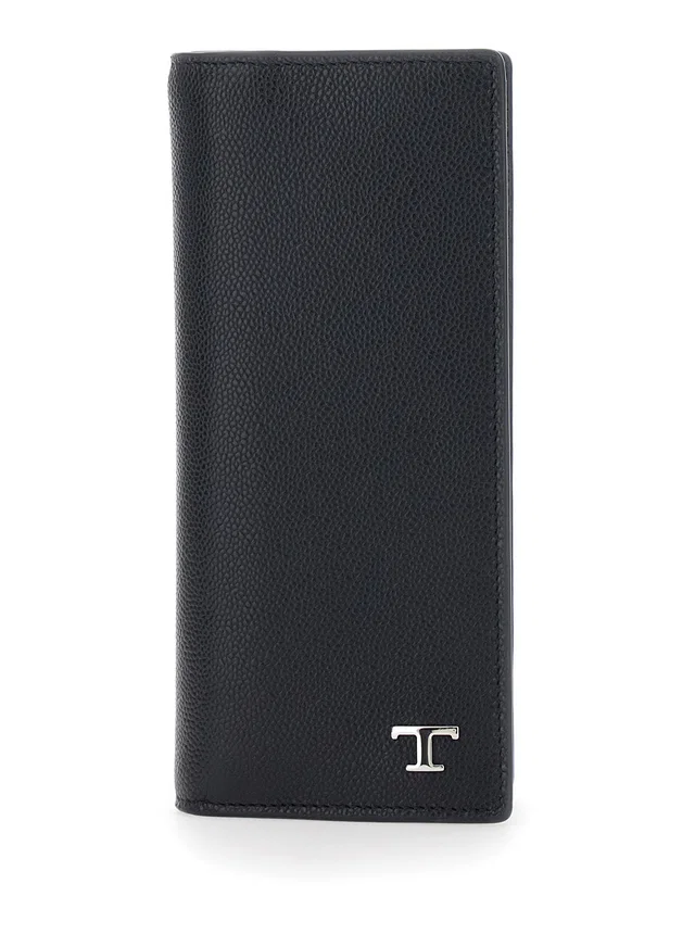 Tod's Hammered Calf Leather Wallet — Black in Black Calfskin from HEWI
