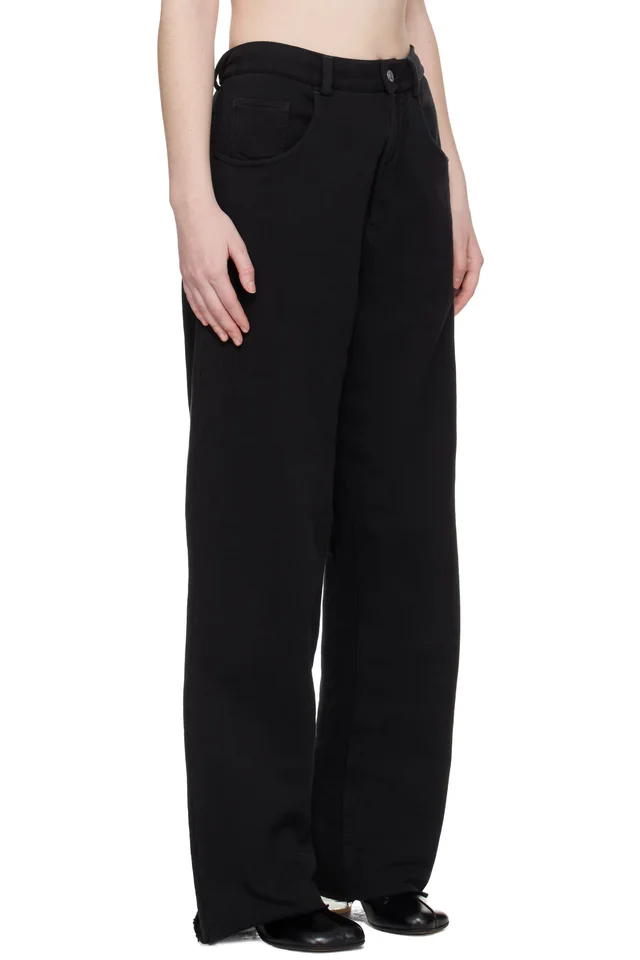 MM6 Maison Margiela Black Wide-Leg Cotton Trousers, photo 2 of 4 from SSENSE