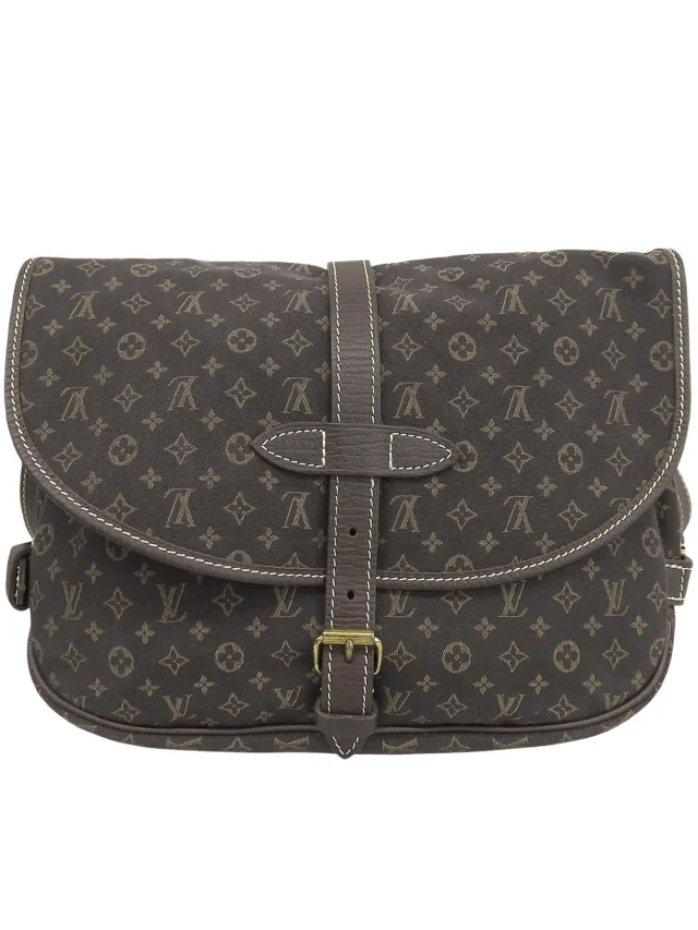 Louis Vuitton 2009 Monogram Mini Lin Saumur Ebène in Brown Coated canvas from VINTAGE QOO TOKYO, photo 2 of 10