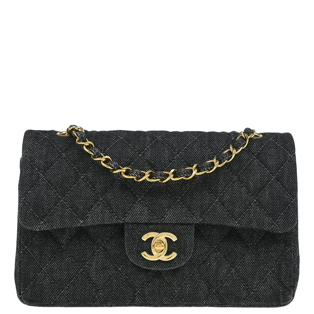 Chanel 1997-1999 Indigo Denim Small Classic Double Flap Shoulder Bag in Denim from AMORE Vintage Tokyo