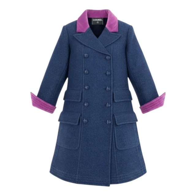 Chanel Cashmere Double Coat Blue From Ready to Wear Show in Blue Cashmere from The Reluxe