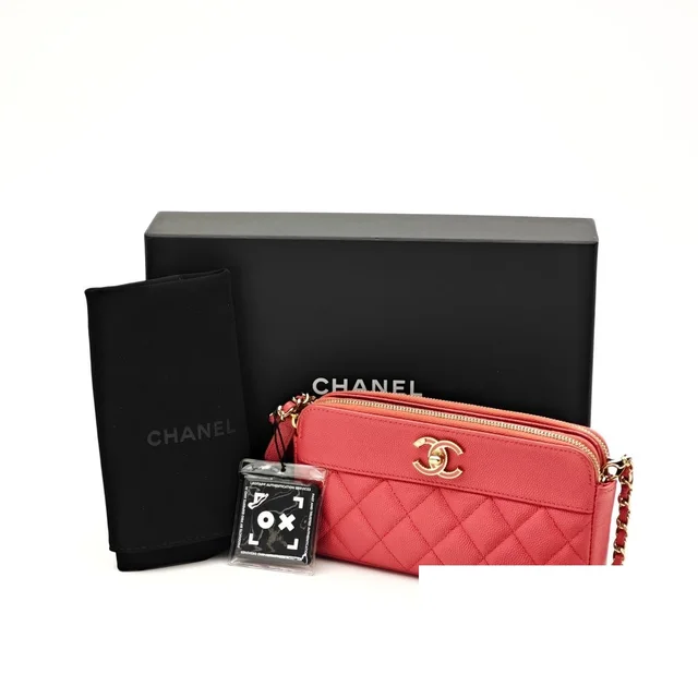 Chanel Chain Wallet Shoulder Bag Small Pink in Pink Leather from The Reluxe