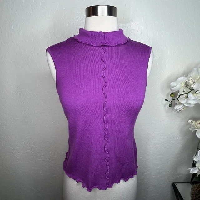 Escada Vintage Sleeveless Knit Ruffle Trim Knit in purple from Poshmark