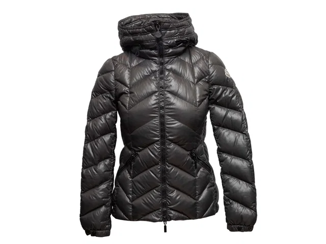 Charcoal Moncler Hooded Down Puffer Jacket Designer Size 0 from Designer Revival