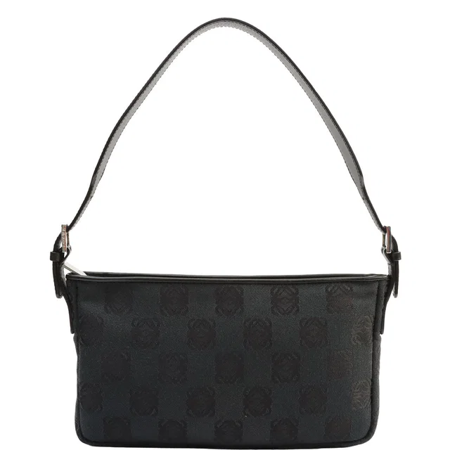 Loewe Canvas Anagram Pattern Shoulder Bag Black in Black Canvas from VINTAGE QOO TOKYO