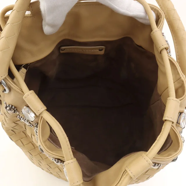 Bottega Veneta Bijoux Interlocking Handbag Beige in Beige Leather from VINTAGE QOO TOKYO, photo 6 of 11