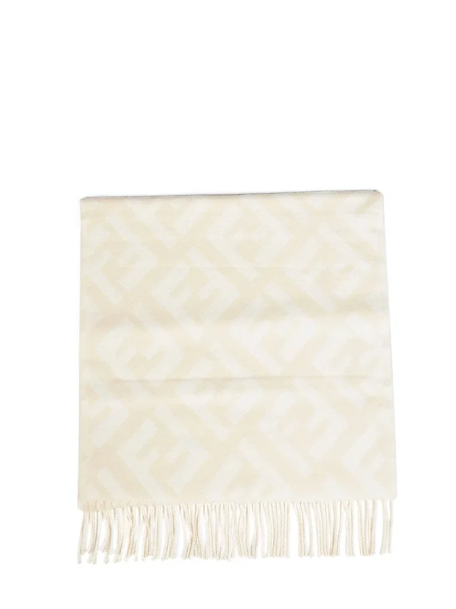 Fendi Camelia Scarf — Ivory Cashmere Scarfs in White Cashmere from HEWI