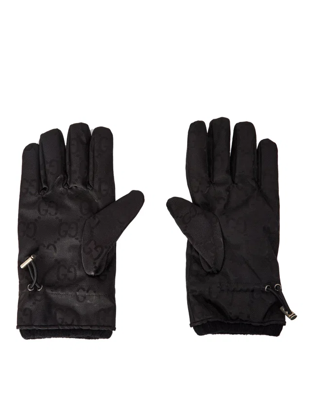 Gucci Gg Monogram Logo Gloves — Black Polyamide in Black Cashmere from HEWI