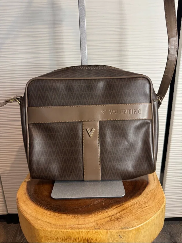 Vintage Mario Valentino Brown Crossbody Bag - Signature V Logo in brown|red Coated canvas from Poshmark