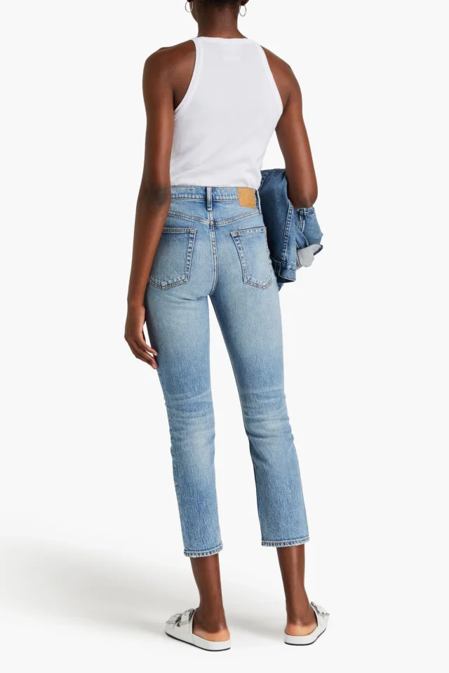 Rag & Bone Wren Cropped Distressed High-Rise Slim-Leg Jeans in Mid denim, photo 3 of 4 from THE OUTNET