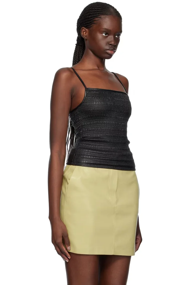 Nanushka Black Arenda Vegan Leather Camisole, photo 2 of 4 from SSENSE