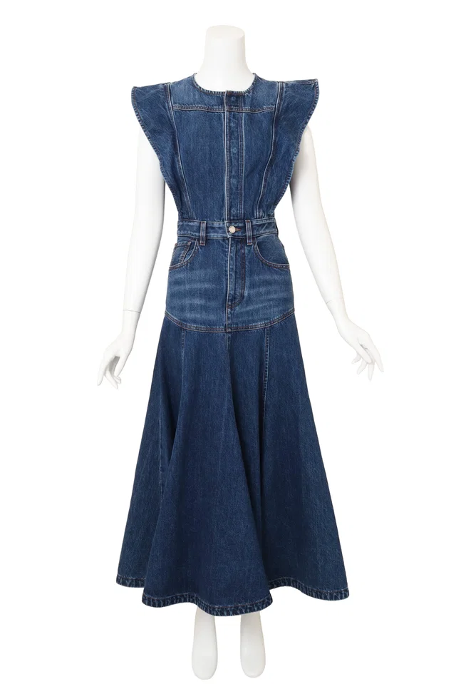 Chloé 2023PF Dropwaist Denim Flare Dress in Denim from Recess LA