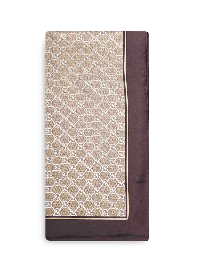 Gucci Silk Twill Gg Lamé Scarf — Brown Scarfs in Brown Silk from HEWI