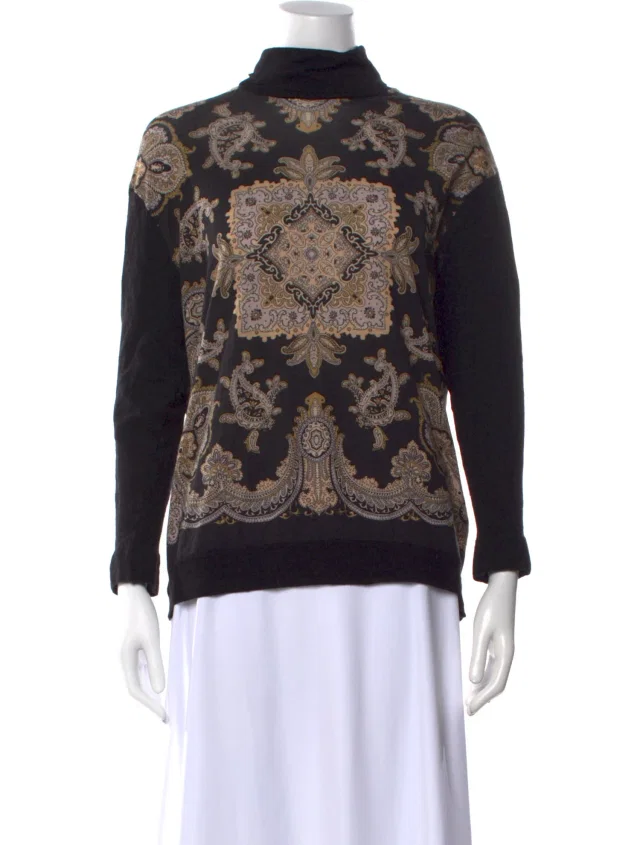 Etro Wool Paisley Print Sweater in black Wool from The RealReal