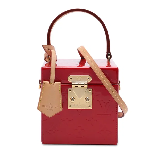 Red Louis Vuitton Monogram Vernis Bleecker Box Vanity Bag in Red Leather from Designer Revival