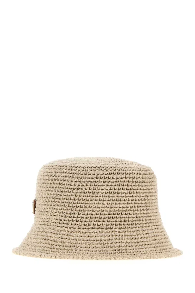 Prada Crocheted Cotton Bucket Hat — Beige Exterior in Beige from HEWI