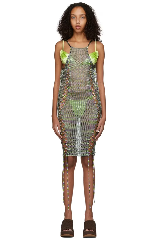SSENSE Exclusive Green & Purple Broken Vase Dress, image 1 of 1 from SSENSE