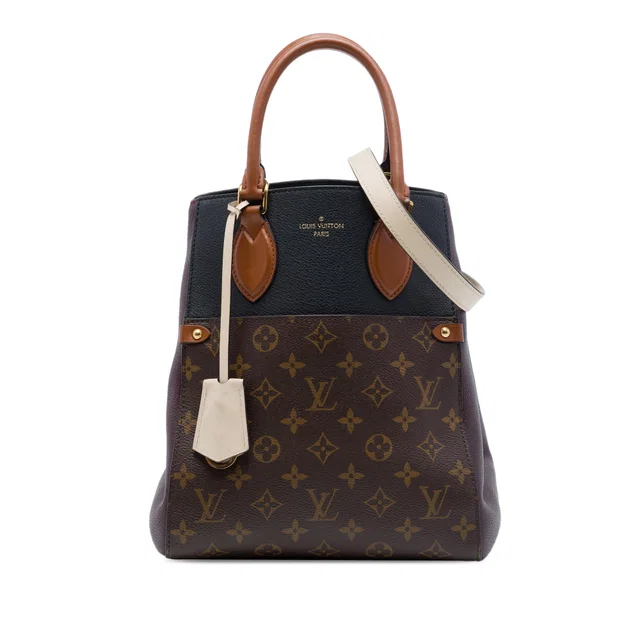 Brown Louis Vuitton Monogram Fold Tote MM Satchel in Brown Coated canvas from Designer Revival