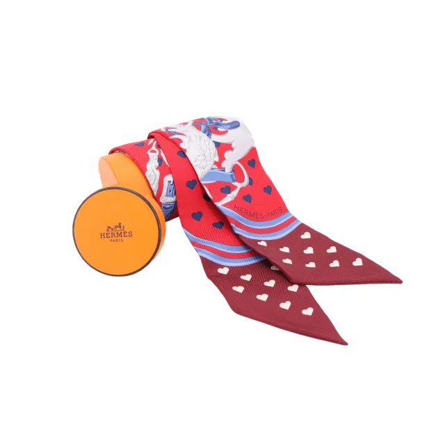 Hermès Twilly Brides de Gala Love Red Blue in Red Silk from Ginza Xiaoma, photo 4 of 4