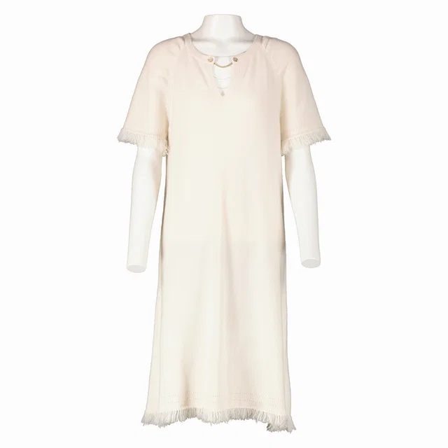 Chanel 18C Beige Knitted Dress - Size 42 in Beige from Labellov