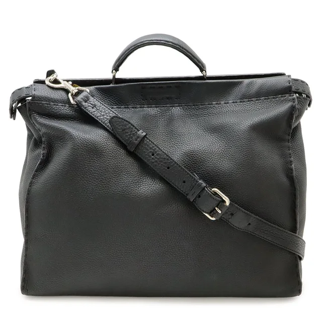 Fendi Monster Bugs Selleria Peekaboo Tote 2-Way Shoulder Bag Leather Black in Black Leather from The Reluxe